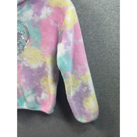Tie‎ Dye Plush Hoodie with Sequin Unicorn Heart Girls - Picture 4 of 10